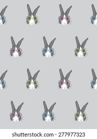  animal pattern, bunny hipster print, fashion seamless pattern