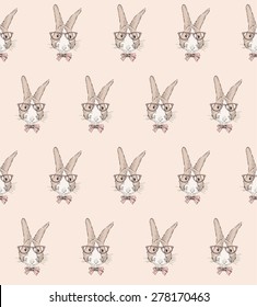  animal pattern, bunny hipster print, fashion seamless pattern