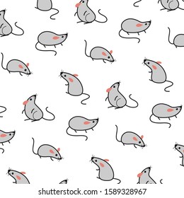 Animal pattern with cartoon mouse. Cute vector illustration for prints, clothing, packaging and postcards.