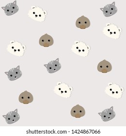 Animal pattern, cat duck and bear Background, Vector illustration .