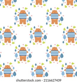 Animal pattern with cute bear vector suitable for children's products