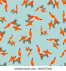 Animal pattern. Cute fox. Vector illustration