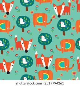 Сhildish animal pattern   cute vector texture for kids bedding  fabric  wallpaper  wrapping paper  textile  t-shirt print