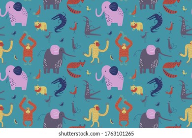 Animal pattern flat illustration. Home and kids decoration series.