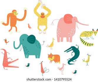 Animal pattern flat illustration on white