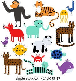 Animal pattern flat illustration seamless design