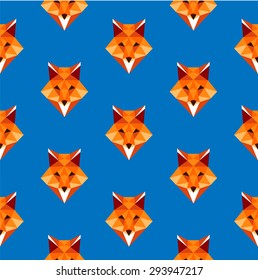 Animal pattern - fox. Geometry low poly design. Vector pattern.