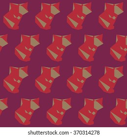 Animal pattern - fox. Geometry low poly design. Vector pattern.