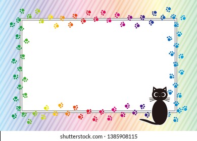Animal pattern frame, picture frame, cat footprints