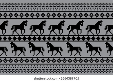Animal pattern in geometric style, full decorative design for fabric, background, decoration, seamless horizontal.