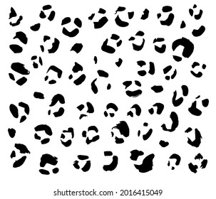 Animal pattern with leopard grunge blots. Creative black on white texture for fabric, wrapping, textile, apparel. Vector illustration