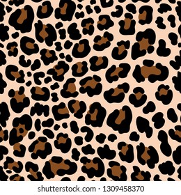 Animal pattern leopard seamless background with spots. Illustration of skin leopard animal, print pattern vector