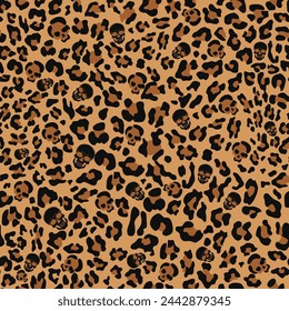 
Animal pattern leopard vector illustration on textile, seamless cat print