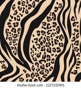 
Animal pattern leopard zebra vector seamless print, trendy mix background for print clothes, paper, fabric