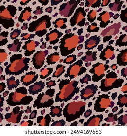 Animal pattern seamless background,Leopard Skin Pattern design for textile print,Vector Abstract Seamless design in Pink,Purple,Orange color of Fashionable Style for  Wallpaper, Fabric Background