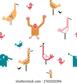 Animal pattern seamless geometric design . Kids cartoon decoration series.