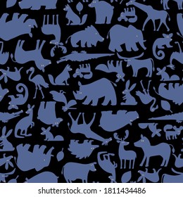 Animal pattern of a seamless, simple silhouette,