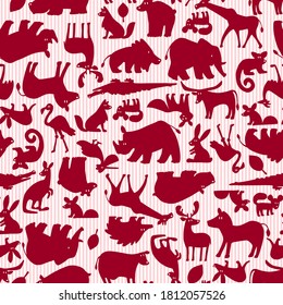 Animal pattern of a seamless, simple silhouette,