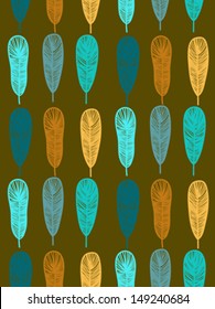 Animal pattern with stylized shapes of birds feathers. Texture in hipster style for web, print, wallpaper, home decor, fall summer fashion, textile, website or invitation background, gift wrapping