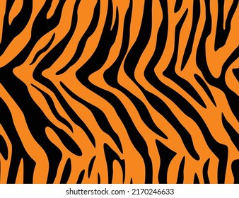 Animal pattern tiger vector texture seamless stripes on orange background, camouflage.