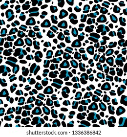 Animal pattern Vector illustration Modern background with blue leopard print on a white background