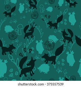 Animal pattern with wild animals. Animals fox, hedgehog, an owl in a vector illustration. Suitable for prints, scrapbooking, fabric, background for site