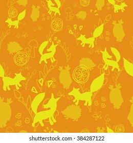 Animal pattern with wild animals. Animals fox, hedgehog, an owl in a vector illustration. Suitable for prints, scrapbooking, fabric, background for site