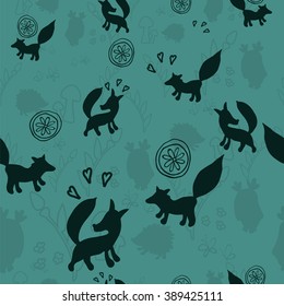 Animal pattern with wild animals. Animals fox, hedgehog, an owl in a vector illustration. Suitable for prints, scrapbooking, fabric, background for site