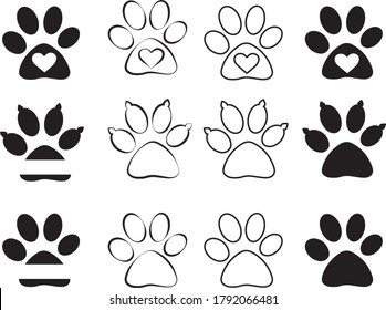 Animal paw, black sign illustration