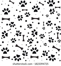 Animal Paw, Bone Silhouette. Vector, illustration