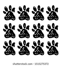 Animal Paw Doodle Pattern Hand Drawn Stock Vector (Royalty Free ...