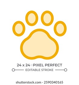 Animal paw duotone color ui icon. Pet footprint with sole and fingers. Veterinary clinic logo. Vet shelter emblem. Isolated vector illustration. Web design user interface element, pixel perfect