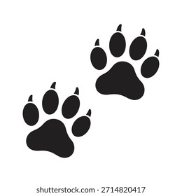 Tierpfoten Fußabdrücke massiv schwarz Vektorsymbol einzeln weißer Hintergrund Hund Katze Wanderweg Symbol Design Grafik