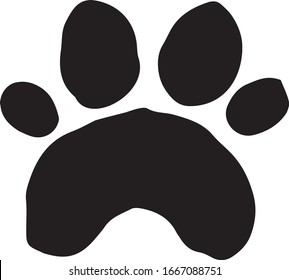 Animal paw footprint isolated on white background. Simple vector contour illustration in cartoon doodle style. Element for decoration, icon, veterinaty staff, pattern, elements for print, web