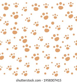 Animal paw footprints on a white background seamless pattern. Vector illustration