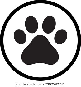 Animal paw icon circle . Dog paw icon. Pets symbol . Vector illustration