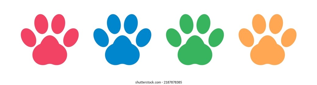 Juego de iconos de pezuña animal. Fotografías de gatos y perros. Vector.