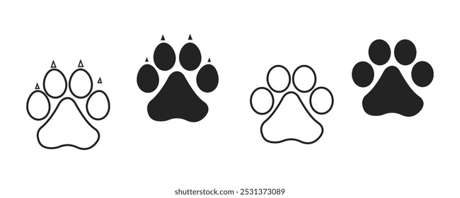 Animal paw icon set. Vector for web and mobile app. 