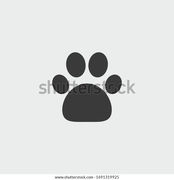 animal paw\
icon. animal paw vector on gray\
background
