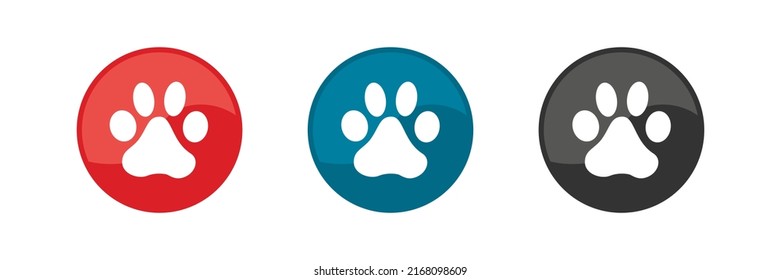 Animal paw icons set. Vector illustration.