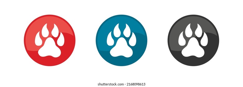 Animal paw icons set. Vector illustration.