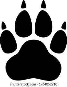 Animal paw illustration. Trace icon black.