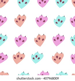 animal paw imprint. seamless pattern. vector illustration. paw cat or dog pet. background for baby clothes