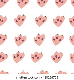 animal paw imprint. seamless pattern. vector illustration. paw cat or dog pet. background for baby clothes