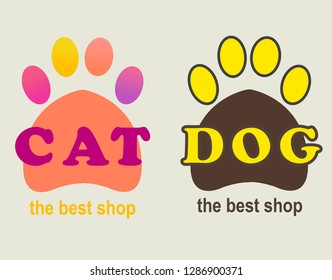  Animal paw. Logo zoo. Cat dogs paws. Vector illustration. Web line icon. 