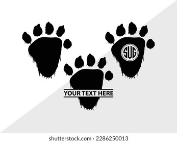 Animal Paw Monogram Vector Illustration Silhouette