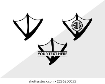 Animal Paw Monogram Vector Illustration Silhouette