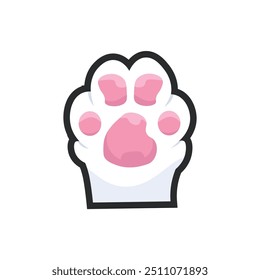 animal paw in outline flat vector design.