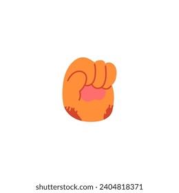 Animal paw, palm clenched, cartoon vector illustration isolated on white background. Icon of cute furry pet claws, part of cat or dog foot in simple colored flat style. Children design with animal.