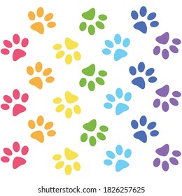 Animal Paw Print Background Pattern, Vector, illustration